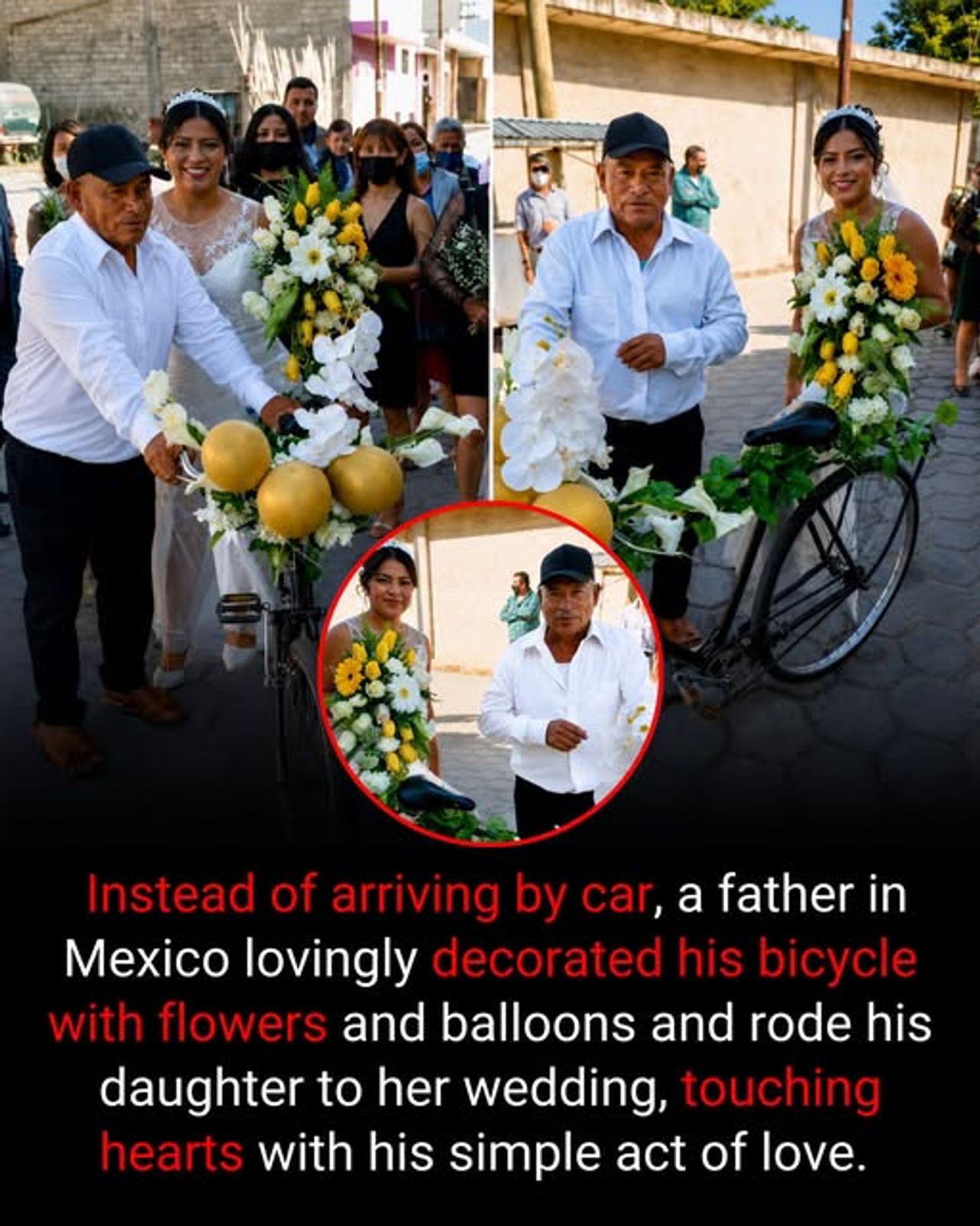 A father’s flower-covered bicycle made his daughter’s wedding unforgettable