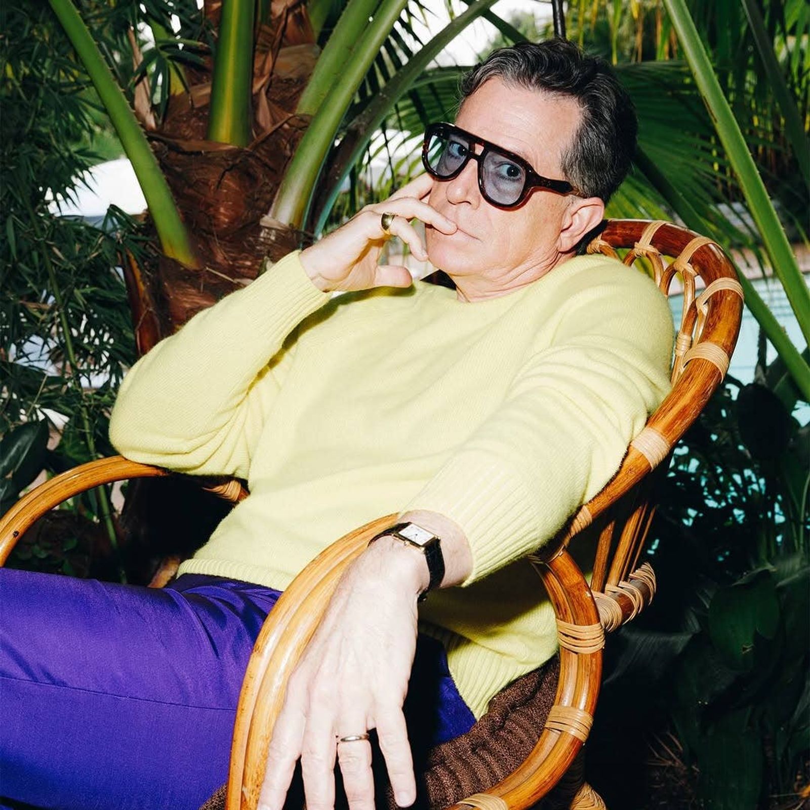 Stephen Colbert in a photoshoot for GQ’s 30th Men of the Year issue, Photo Credit: gq/X