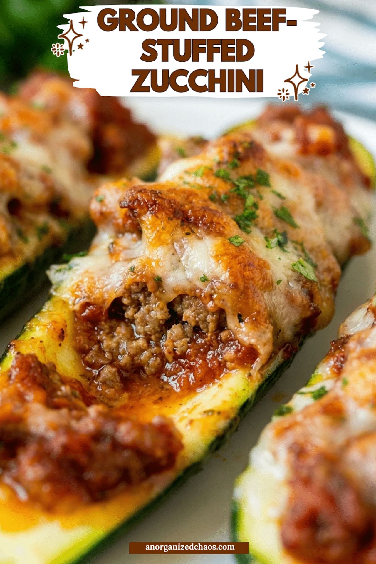 Ground Beef-Stuffed Zucchini
