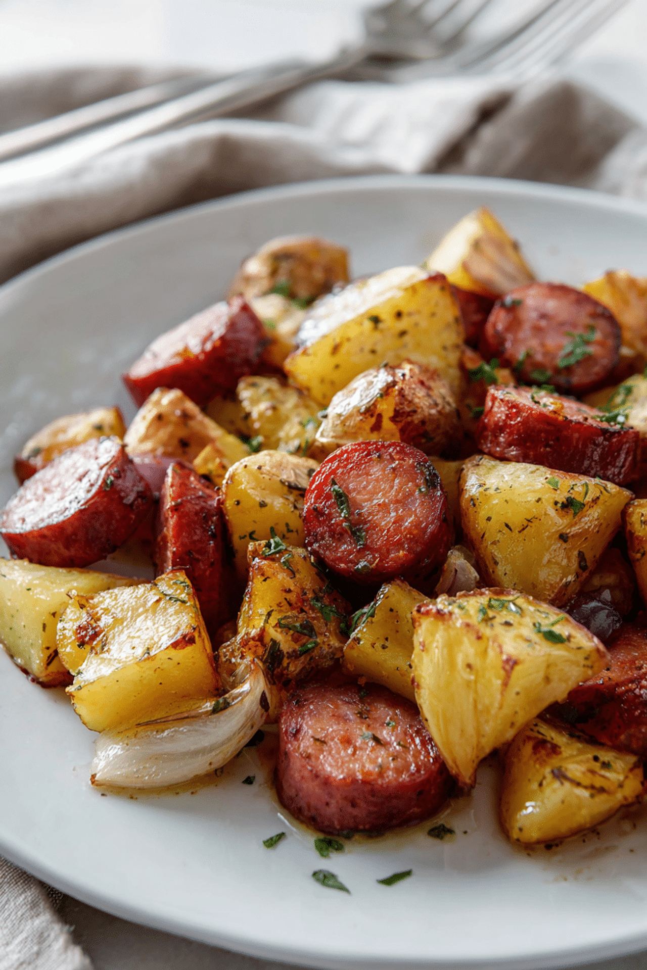 Oven Roasted Smoked Sausage and Potatoes