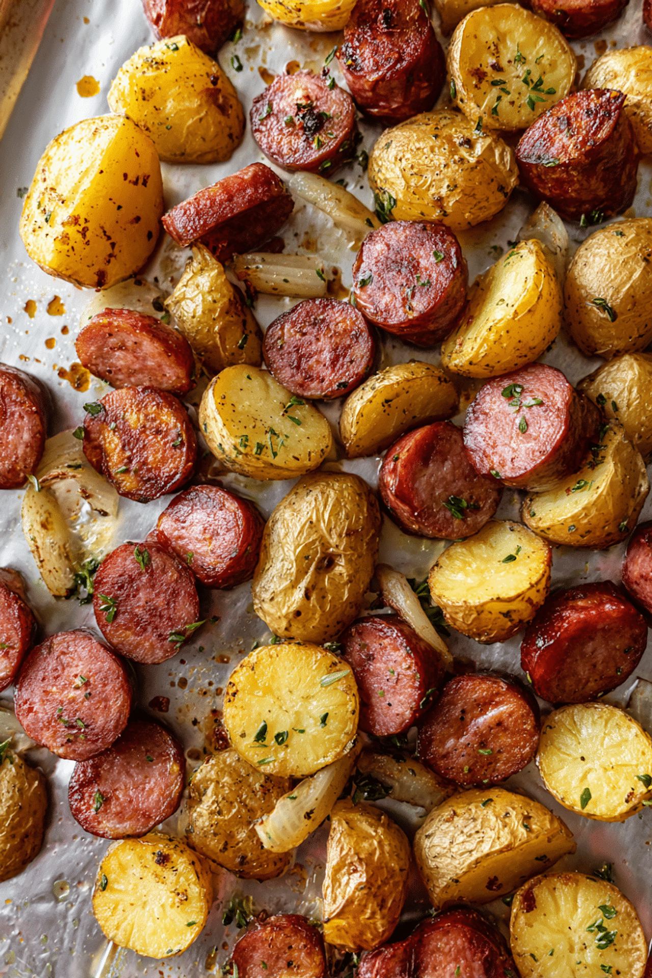 Oven Roasted Smoked Sausage and Potatoes