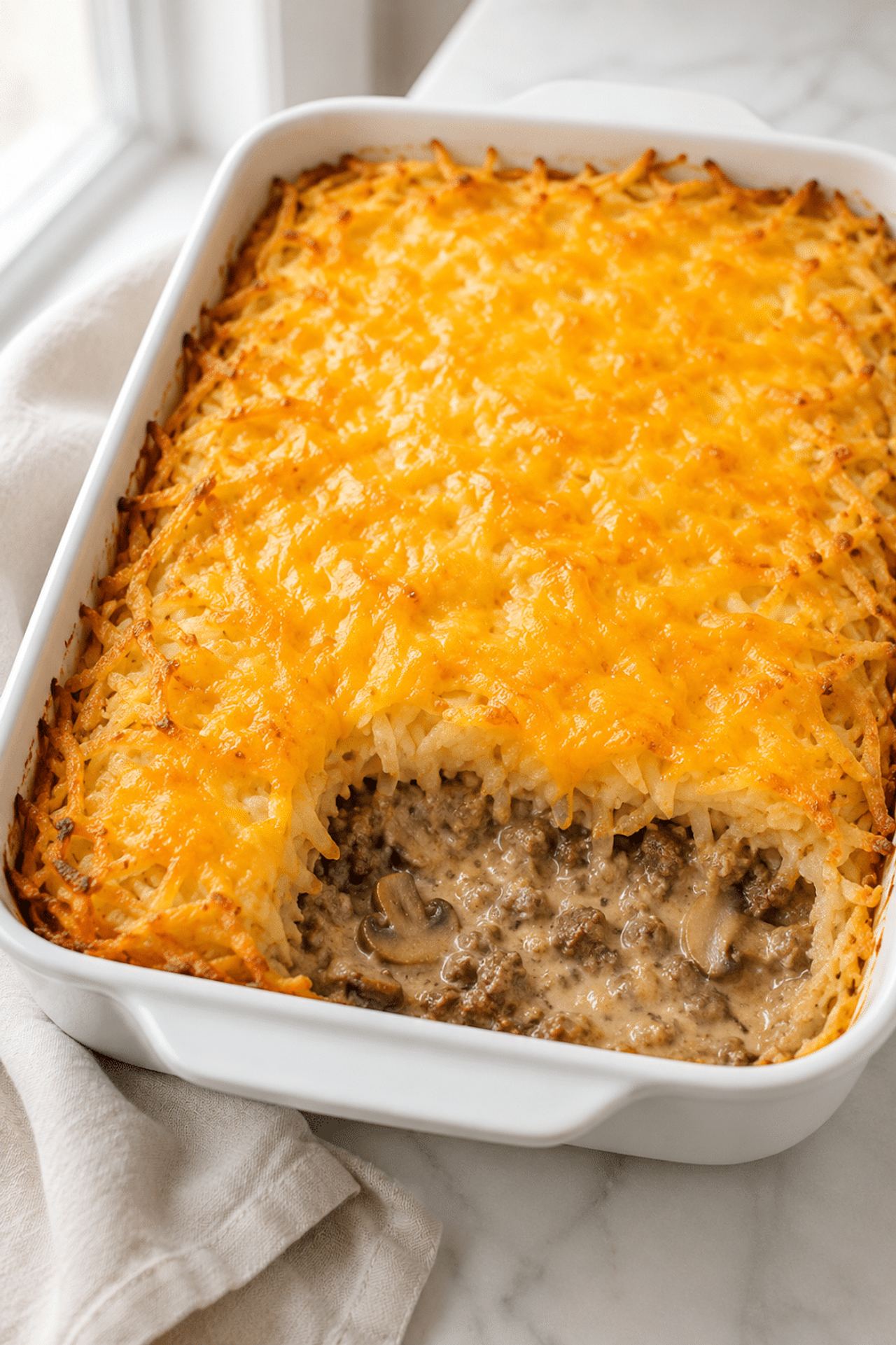 4-Ingredient Beef and Hashbrown Casserole