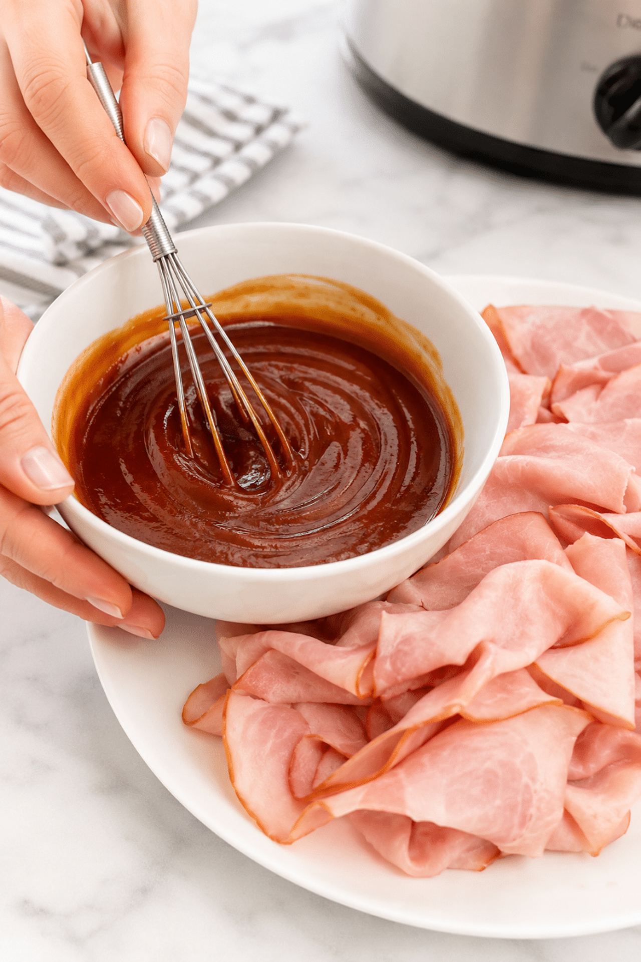 4-Ingredient Slow Cooker BBQ Ham Sliders