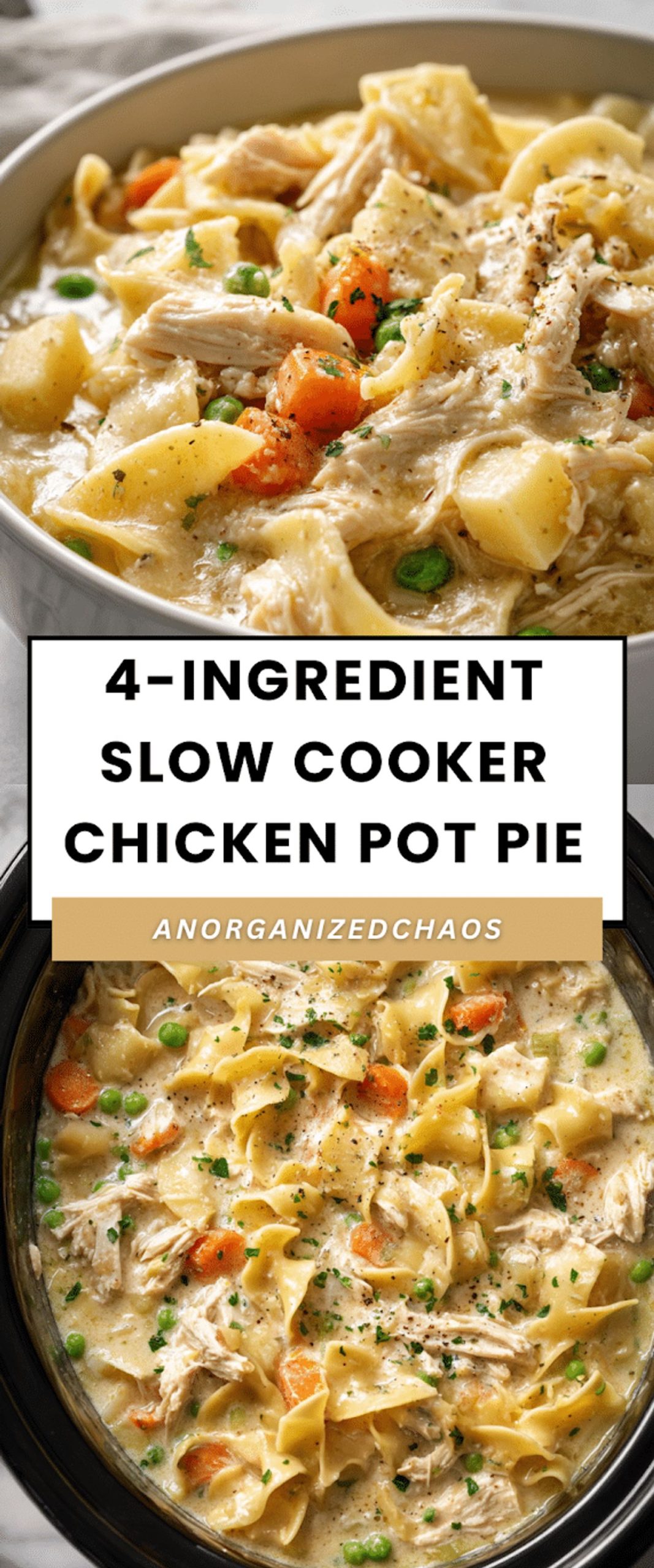 4-Ingredient Slow Cooker Chicken Pot Pie
