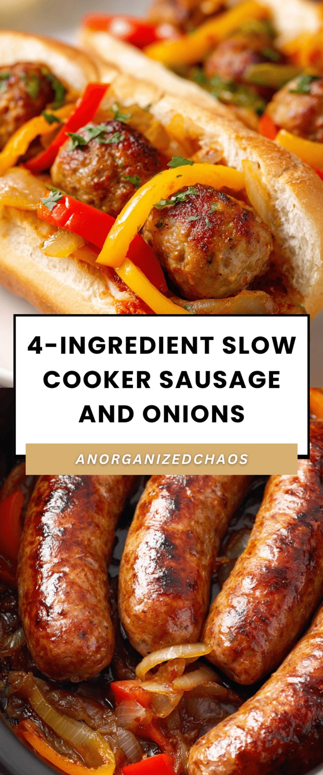4-Ingredient Slow Cooker Sausage and Onions