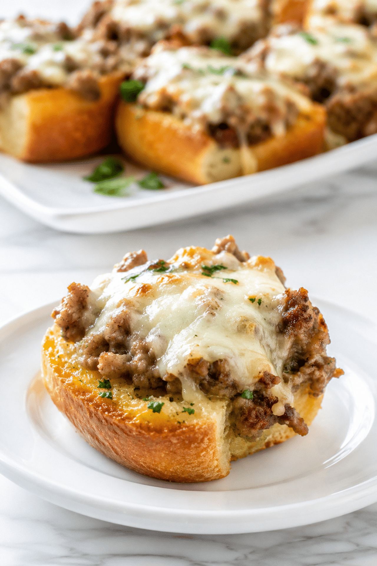 Beef Garlic Bread Bites (4 Ingredients)