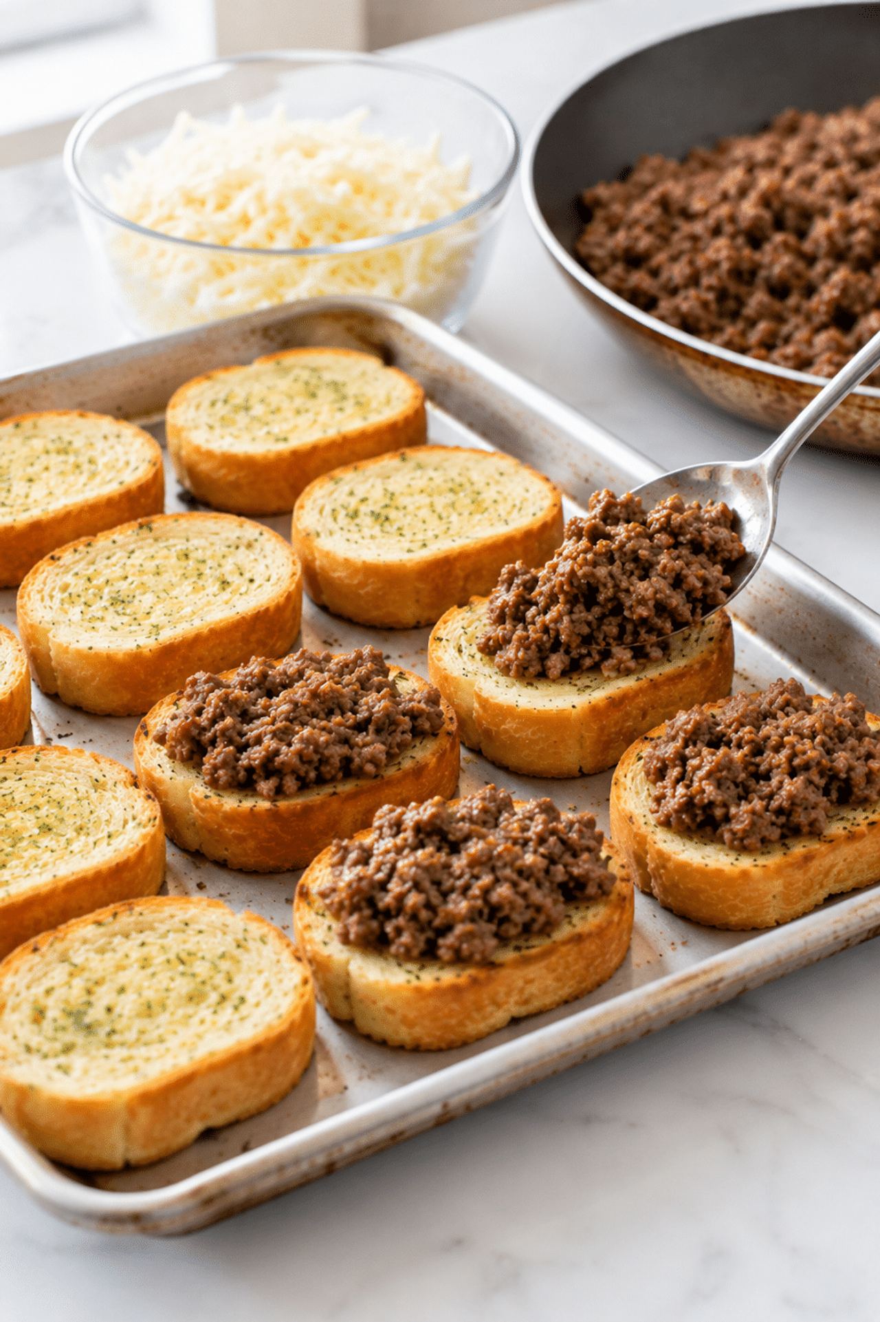 Beef Garlic Bread Bites (4 Ingredients)