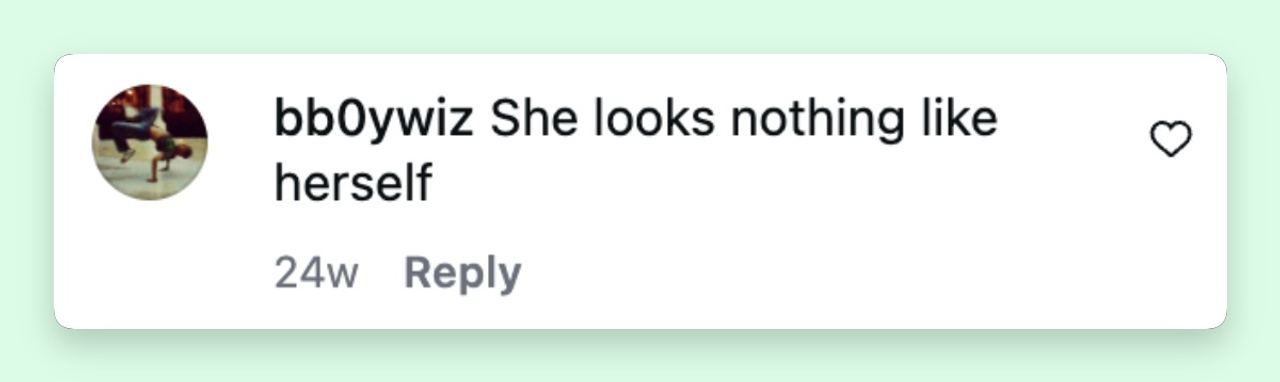 Social media reactions reflected ongoing discussion about Carrie Underwood's evolving appearance, as many users compared recent photos with older images. | Source: Instagram/nostalgiachick
