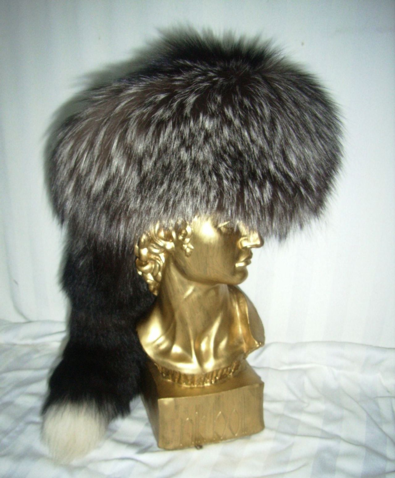 Silver fox fur trapper cap