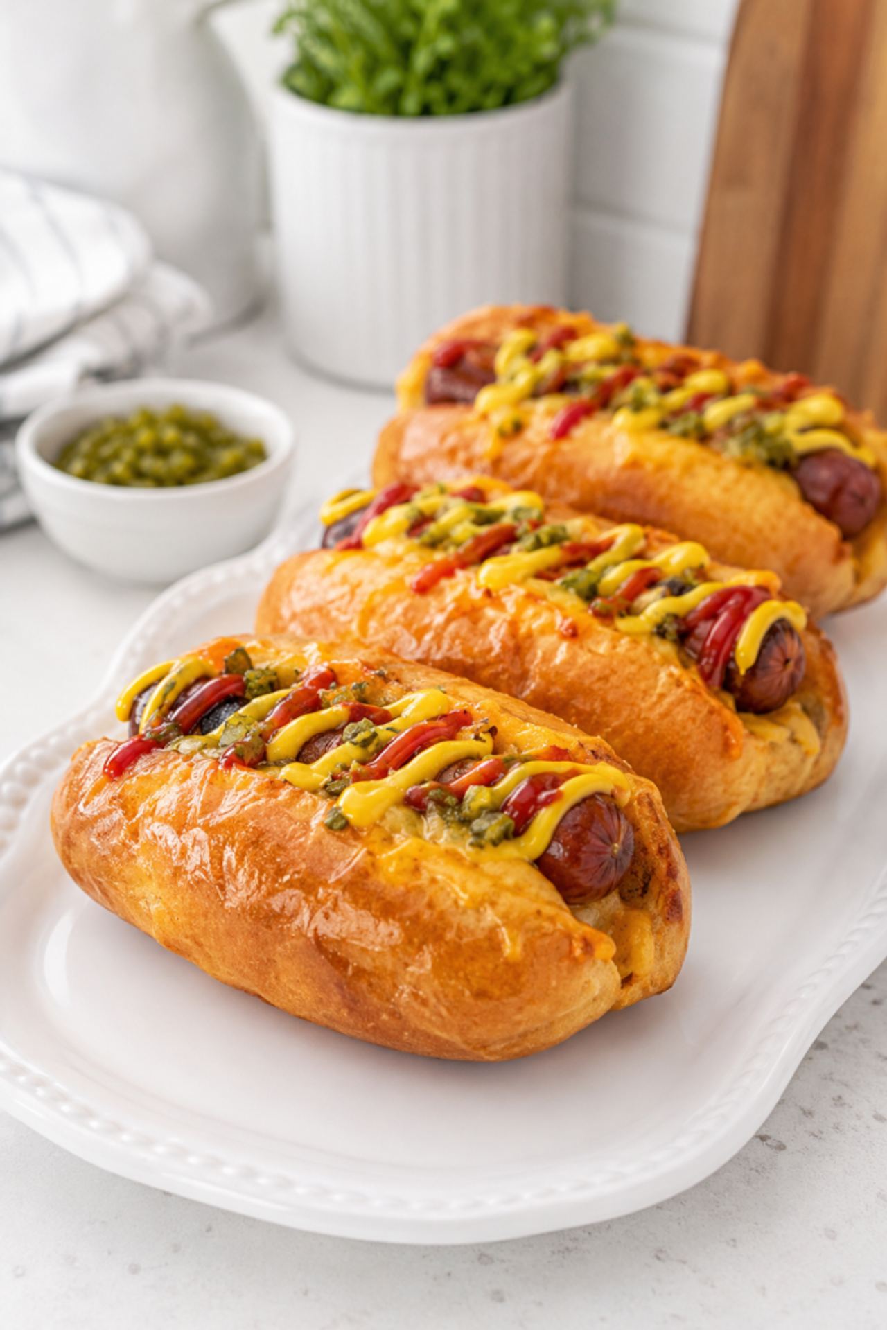 Cheesy Beef Hot Dog Buns