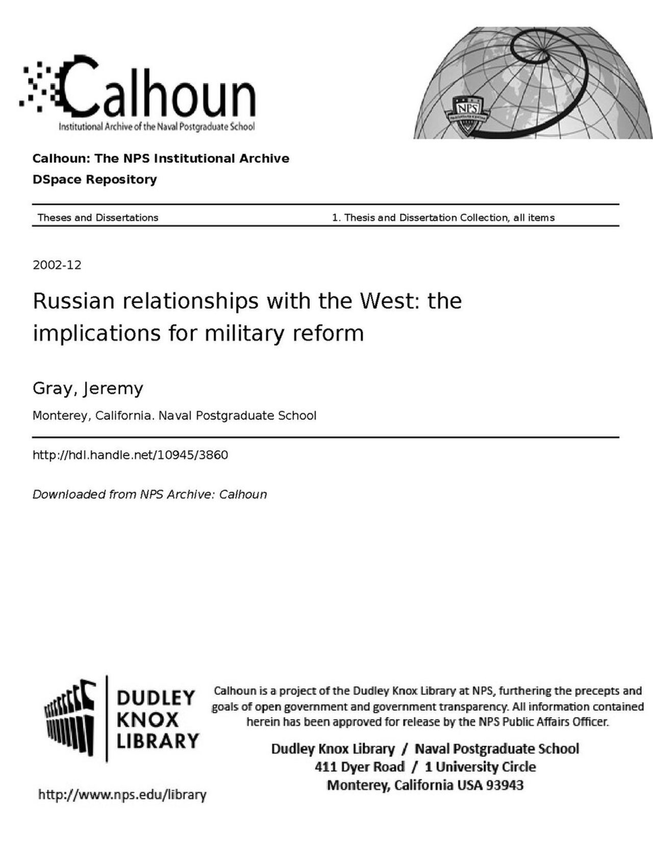 Russian relationships with the West- the implications for military reform (IA russirelationshi109453860)