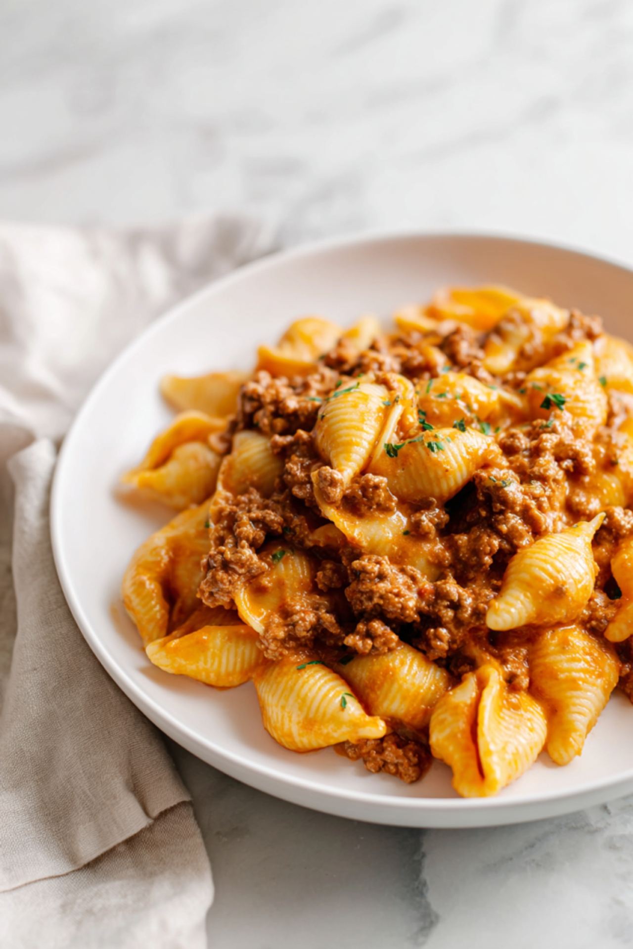 Creamy Beef and Shells Skillet