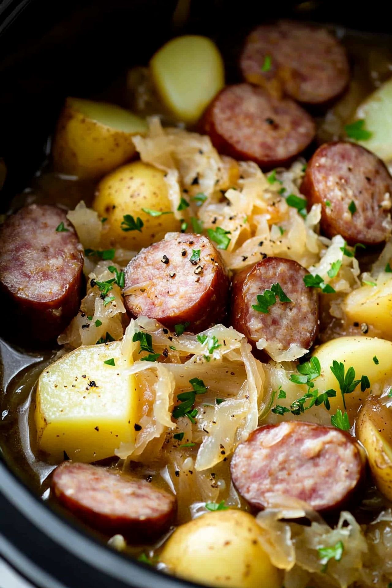 Crockpot Polish Sausage, Sauerkraut And Potatoes