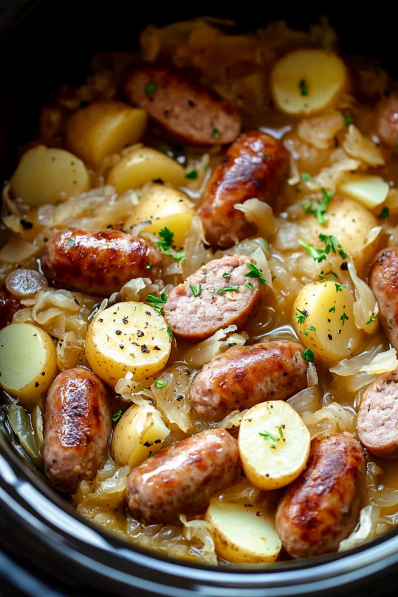Crockpot Polish Sausage, Sauerkraut And Potatoes