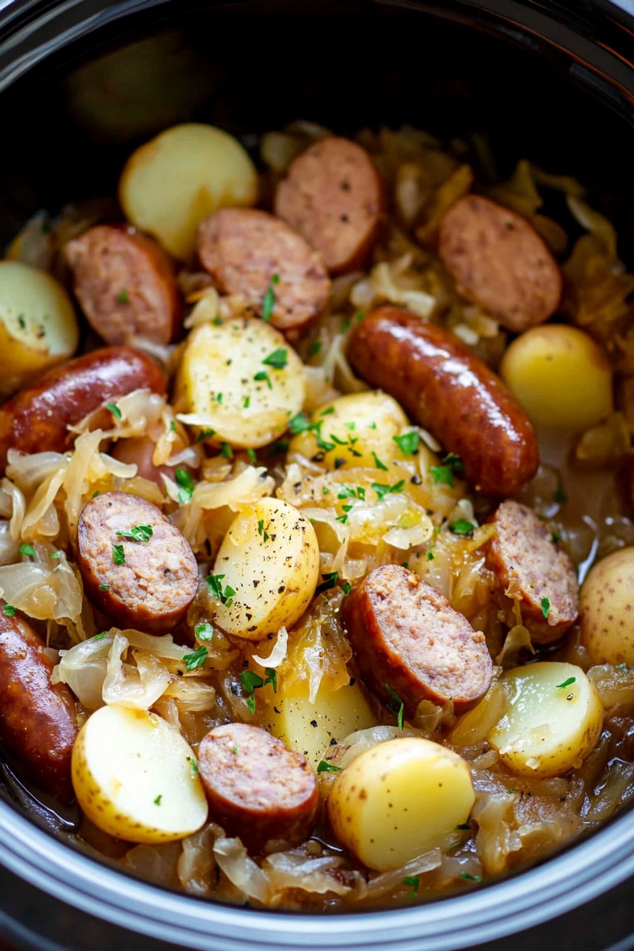 Crockpot Polish Sausage, Sauerkraut And Potatoes