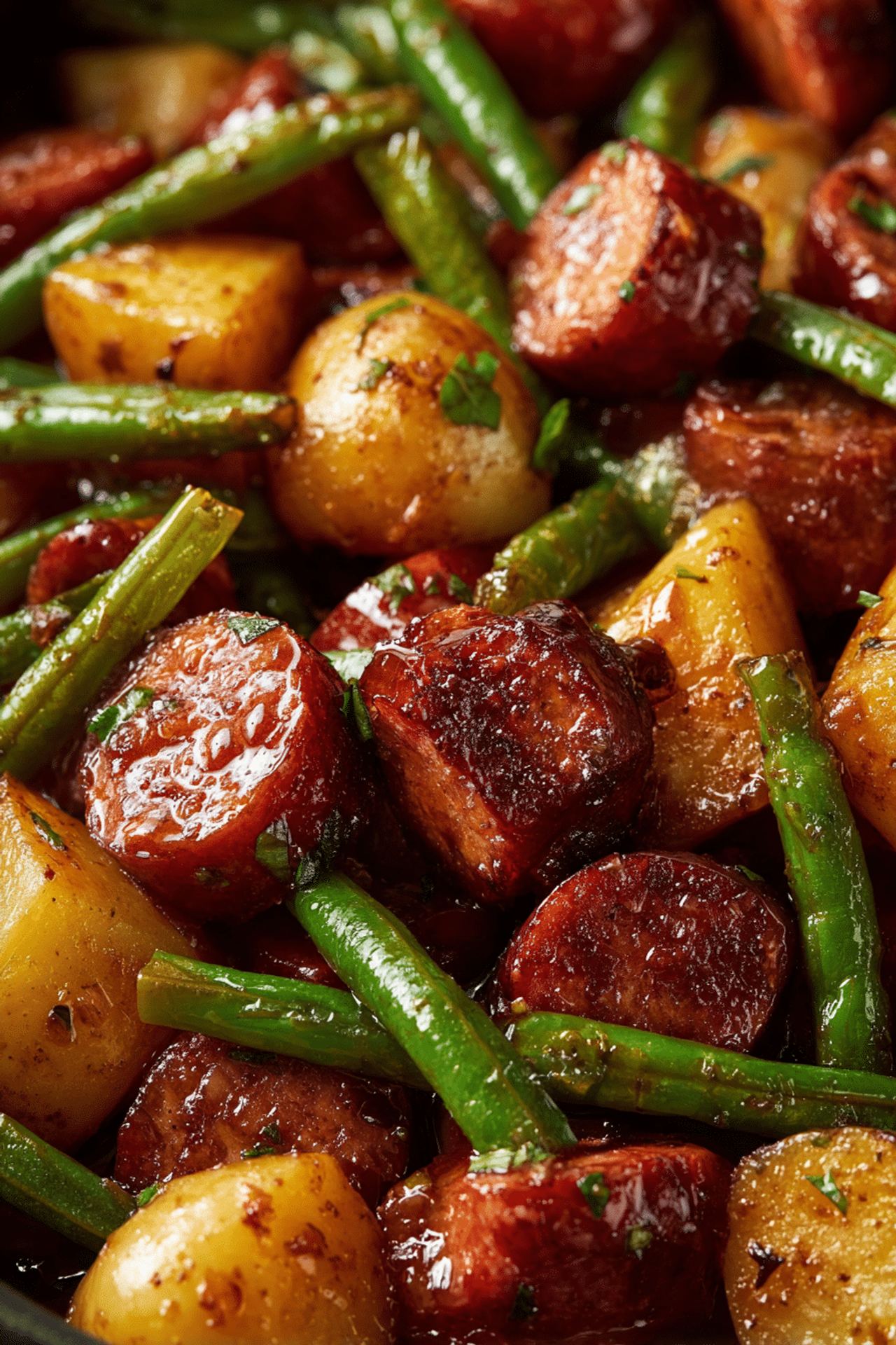 Crockpot Smokies with Beans and Potatoes