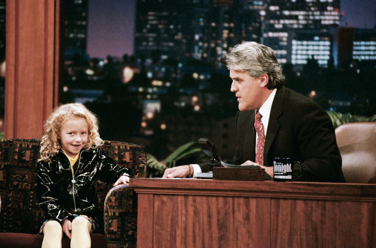 Hayden Panettiere influenced the millennial generation while growing up with them on screen. In this photo, she appeared for an interview with Jay Leno on "The Tonight Show with Jay Leno" on October 3, 1996. | Source: Getty Images