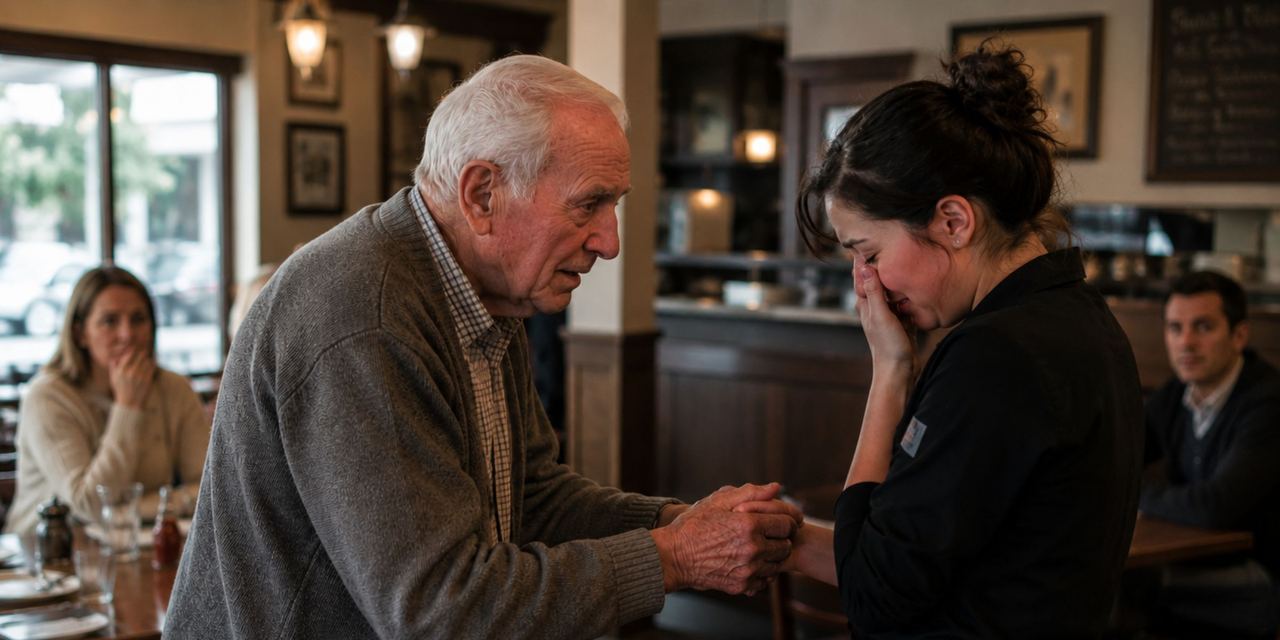 An elderly man and a waitress | Source: Amomedia