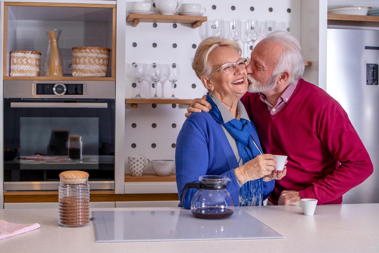 Happy senior couple having their coffee | Source: Shutterstock
