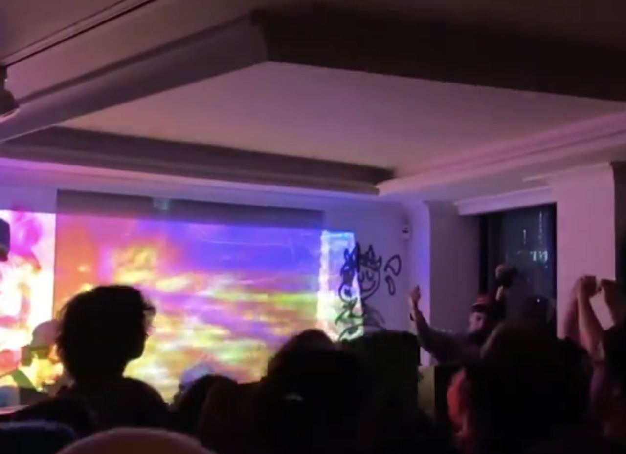 This was the apartment before the jewel tones and designer furniture — and Sophia's party was clearly anything but quiet. Christopher said a gathering with "a few friends" turned into a rave complete with spray paint and people hanging over the balconies. | Source: Instagram/sophiaemeloni