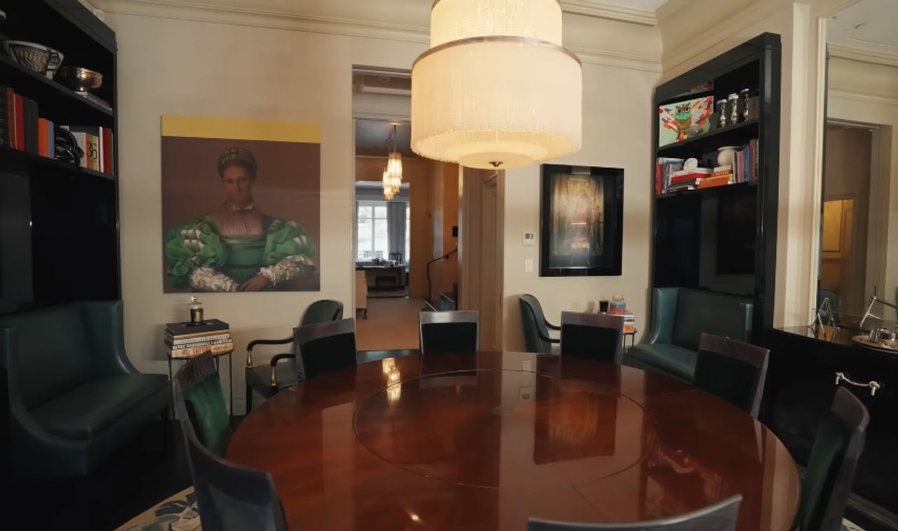 The home is filled with pieces that feel collected rather than simply purchased. Sofield told AD he believes objects have souls and stories, and the dining room leans fully into that philosophy. | Source: YouTube/Architectural Digest