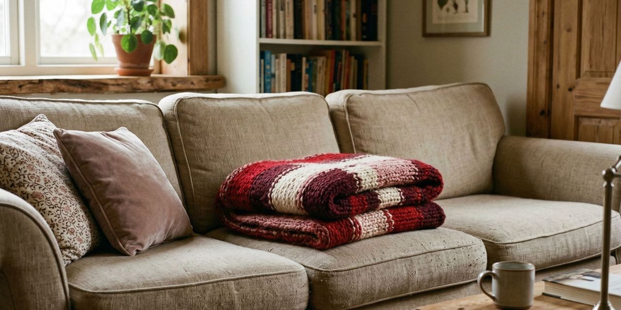A knitted blanket on a couch | Source: Barabola