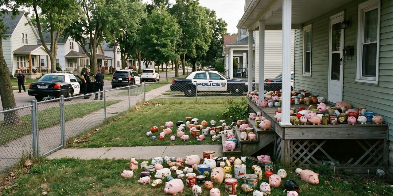 Piggy banks on a porch and front yard | Source: Barabola