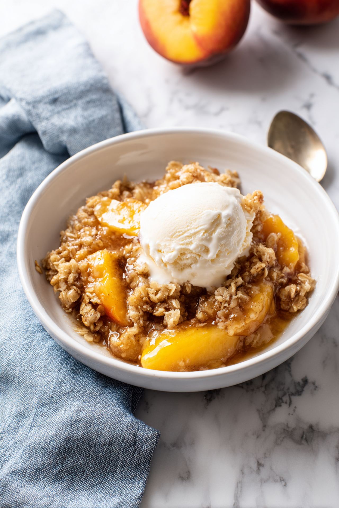 Old-Fashioned Frozen Peach Crisp