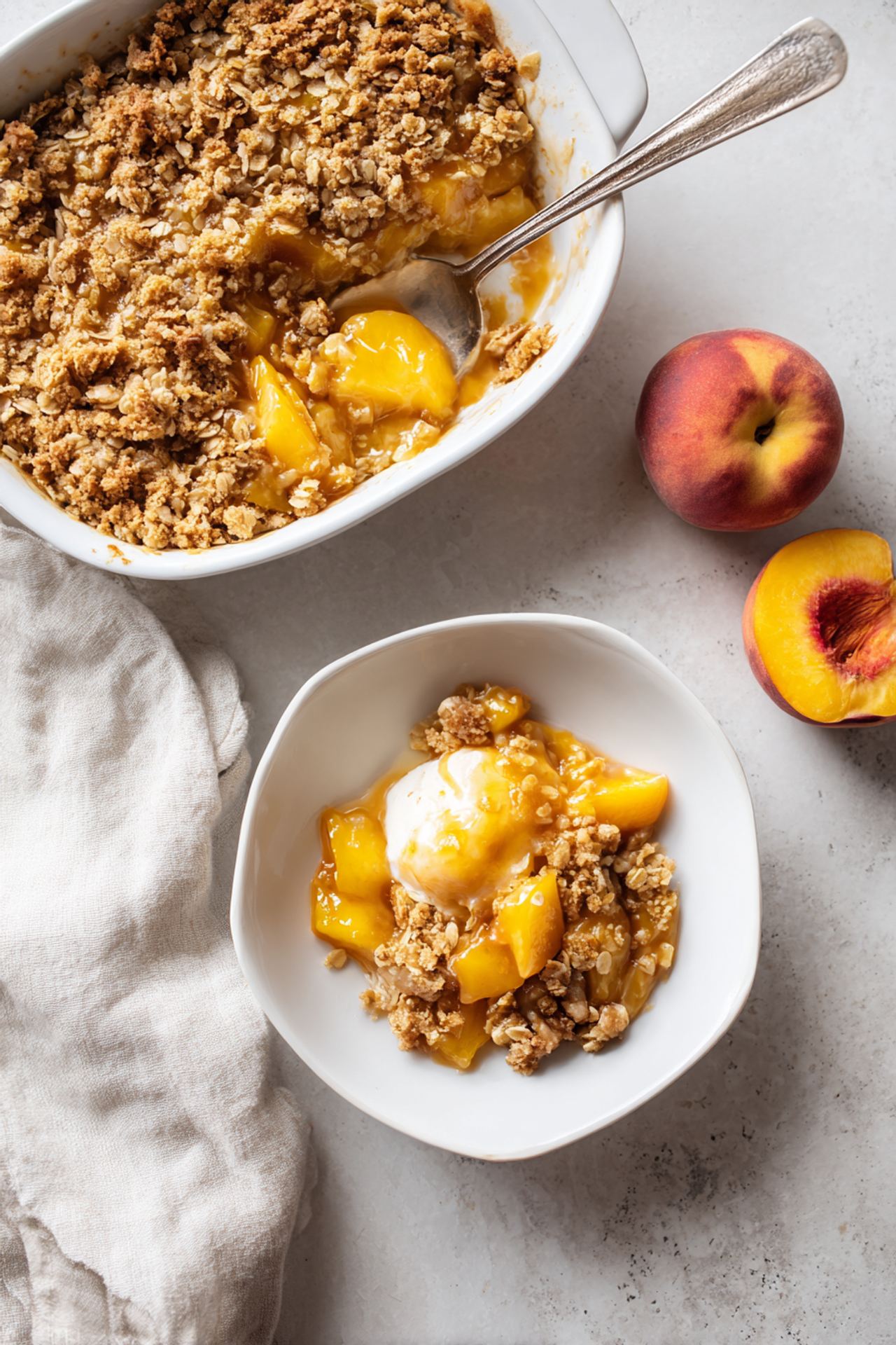 Old-Fashioned Frozen Peach Crisp