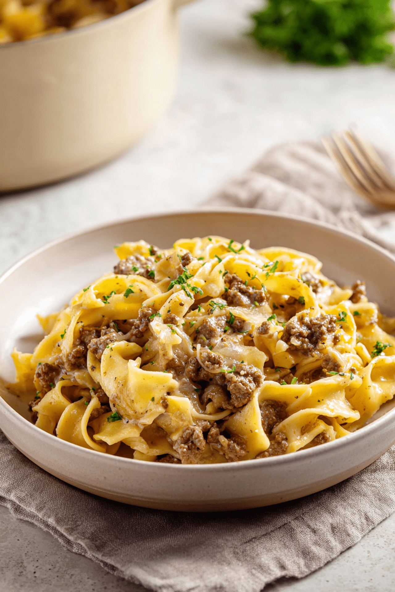 One Pot Ground Beef Egg Noodles