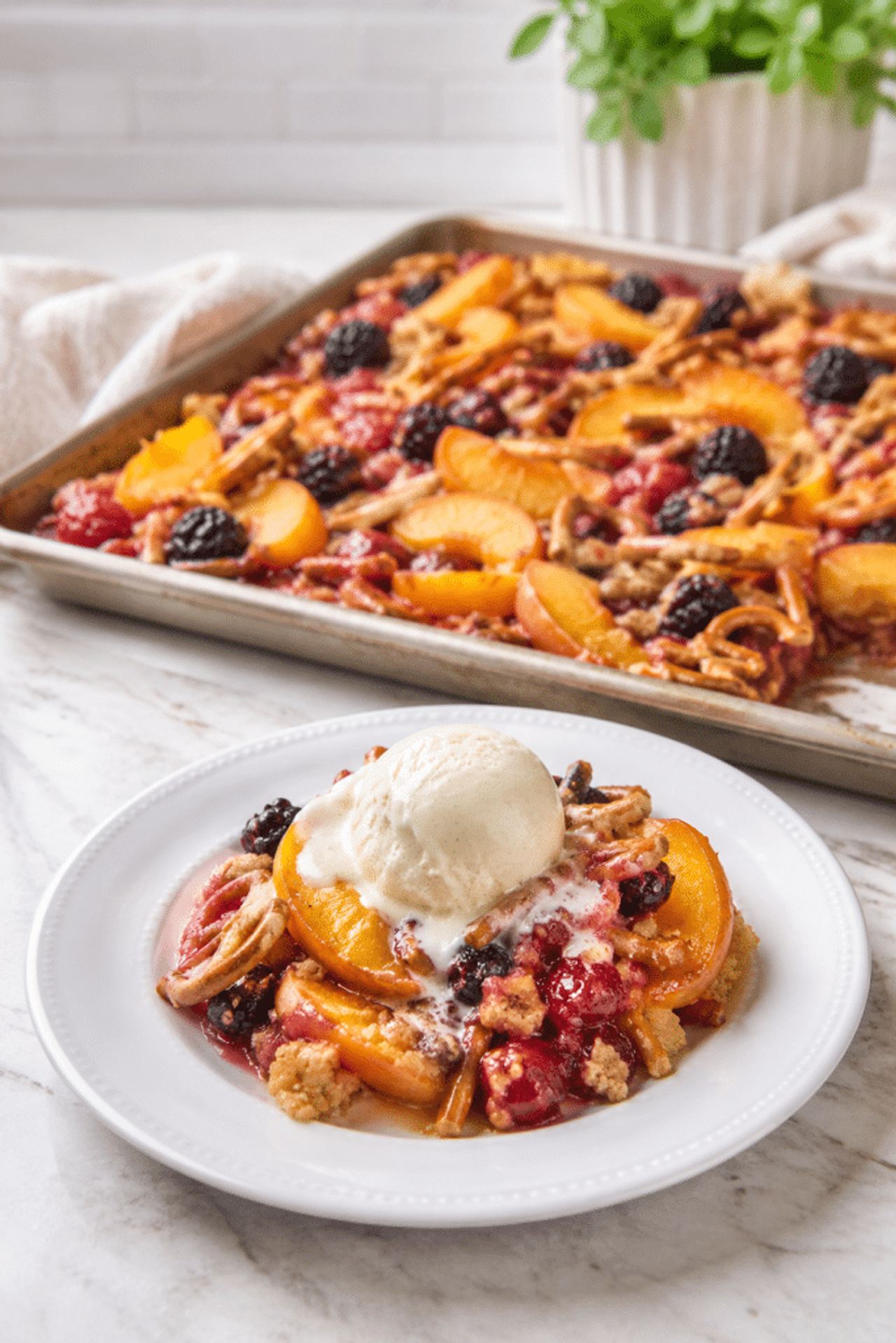 Peach Berry Pretzel Dessert