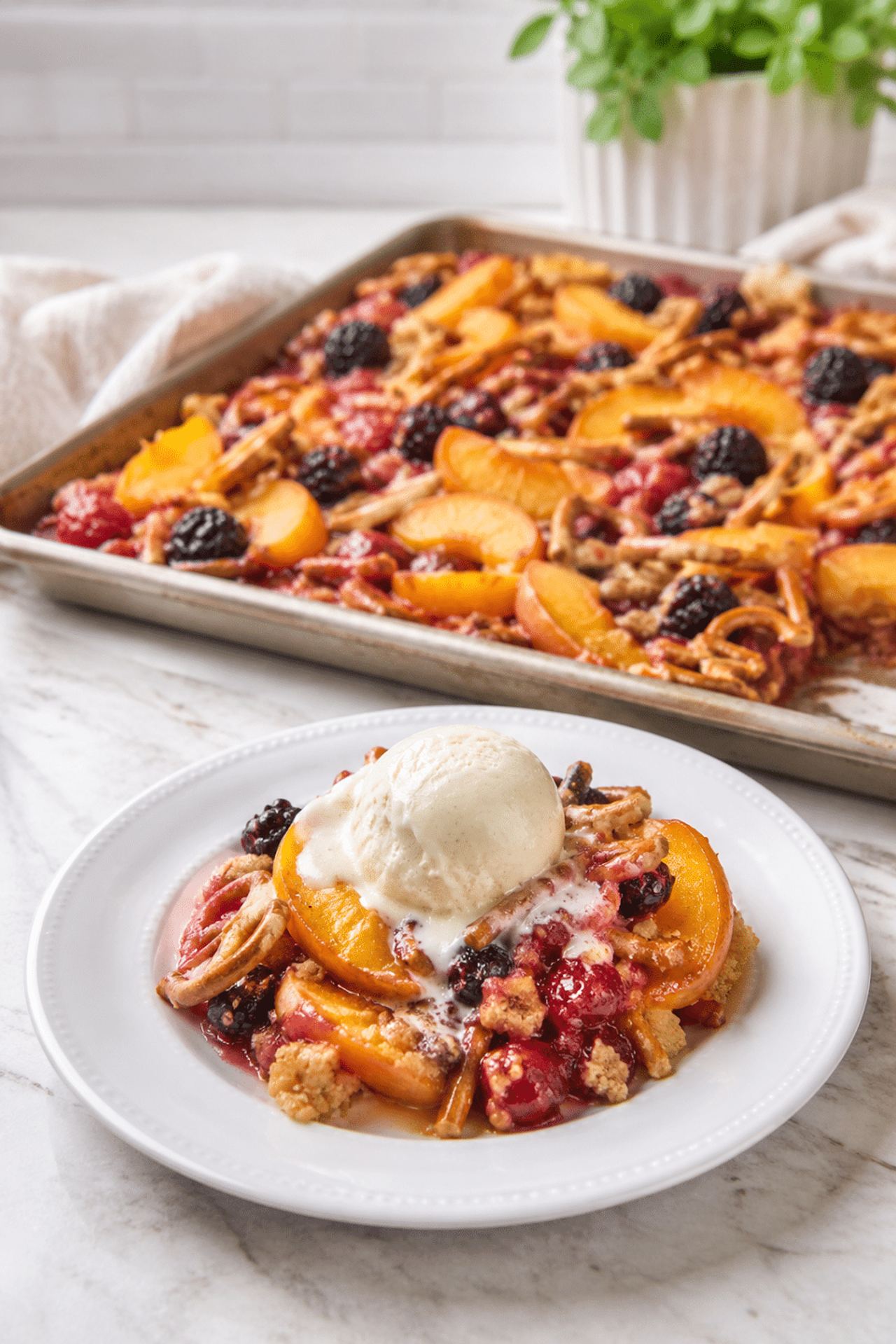 Peach Berry Pretzel Dessert
