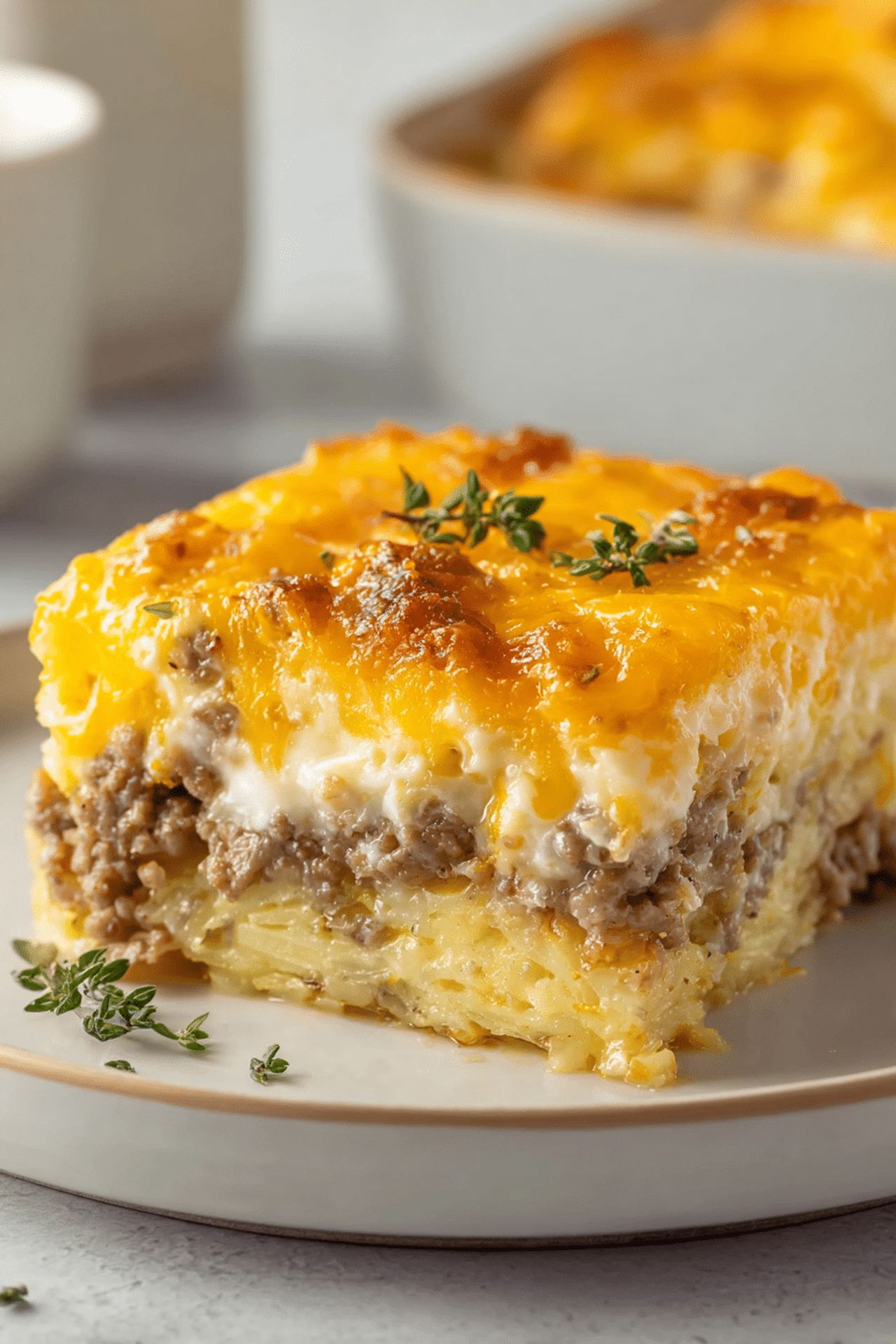 Sausage & Cream Cheese Hash Brown Breakfast Casserole