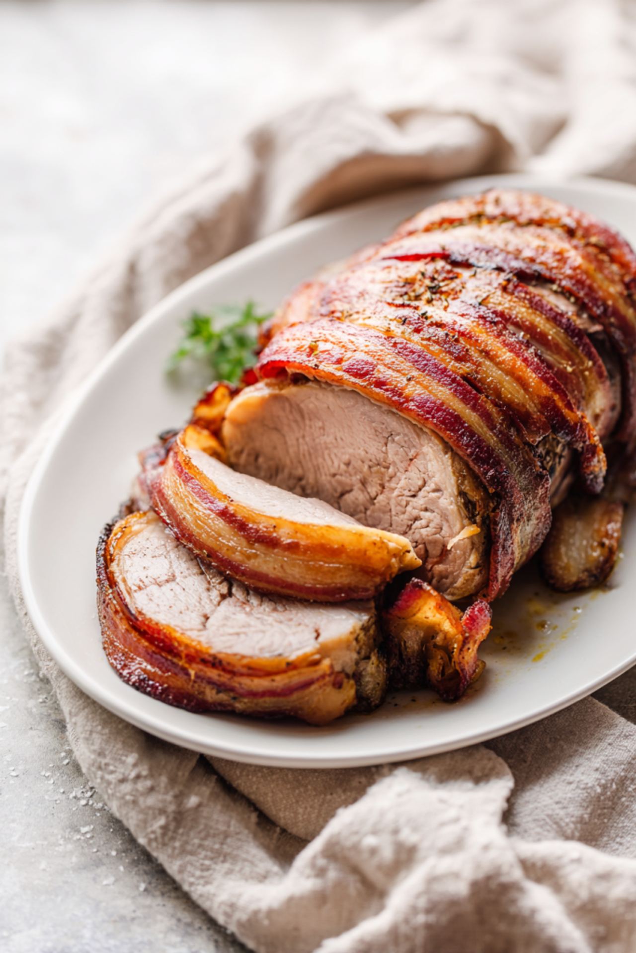 Slow Cooker Bacon-Wrapped Sirloin