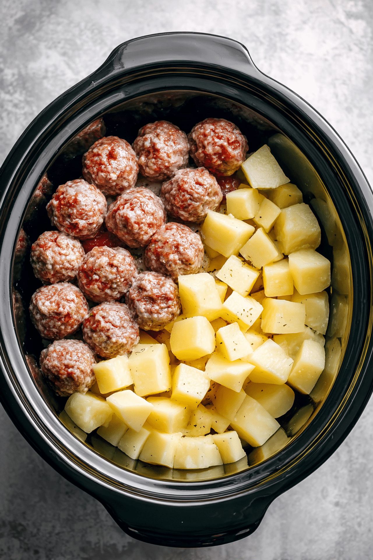 Slow Cooker Meatball and Potato Stew