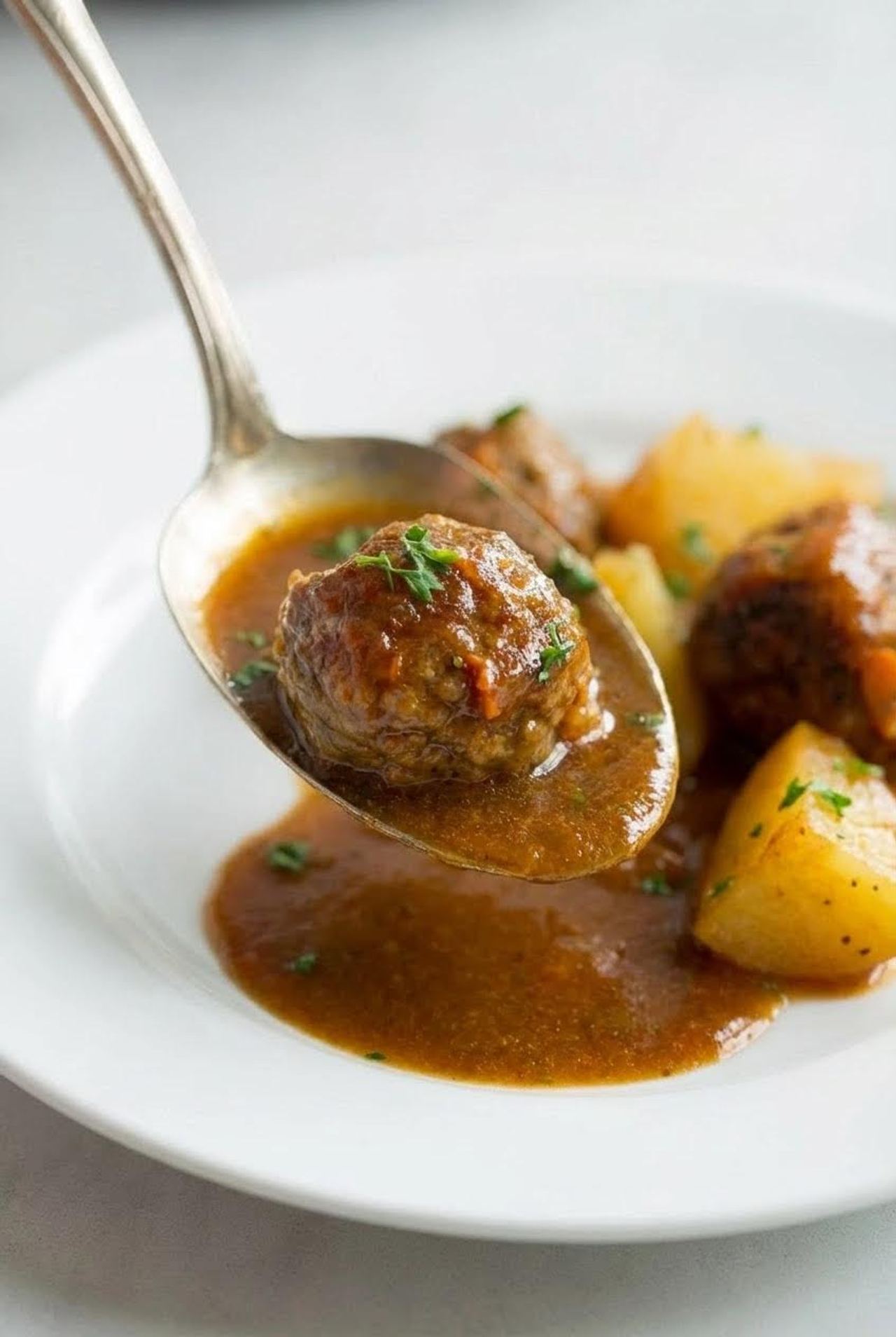 Slow Cooker Meatball and Potato Stew