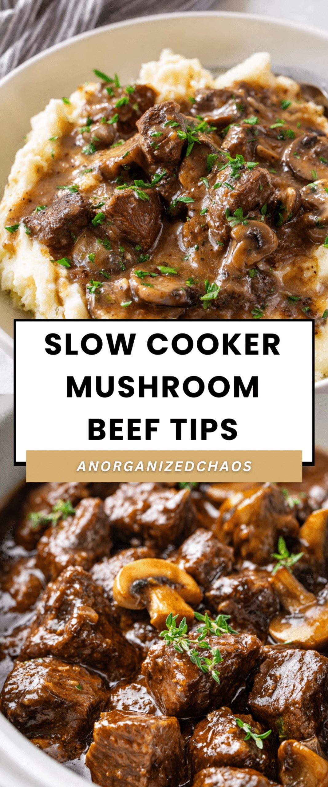 Slow Cooker Mushroom Beef Tips