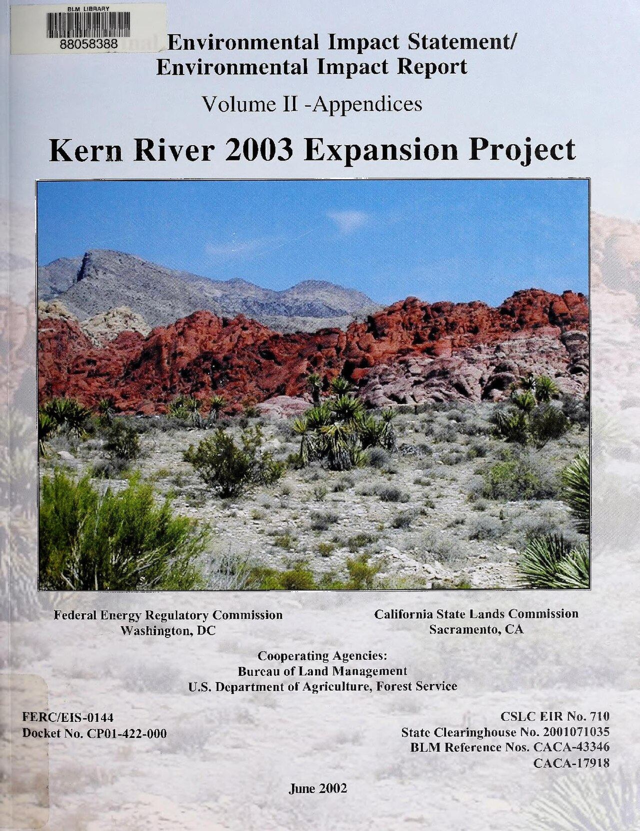 Final environmental impact statement-environmental impact report, Kern River 2003 expansion project (IA finalenvironmenti02unit)