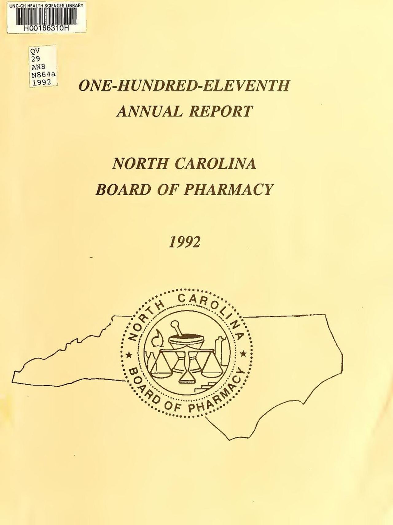 Annual report of the North Carolina Board of Pharmacy (serial) (IA annualreportofno1111992)