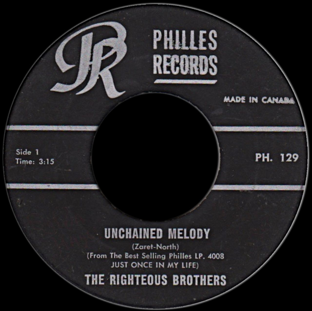 Unchained Melody by Righteous Brothers Canadian vinyl B-side