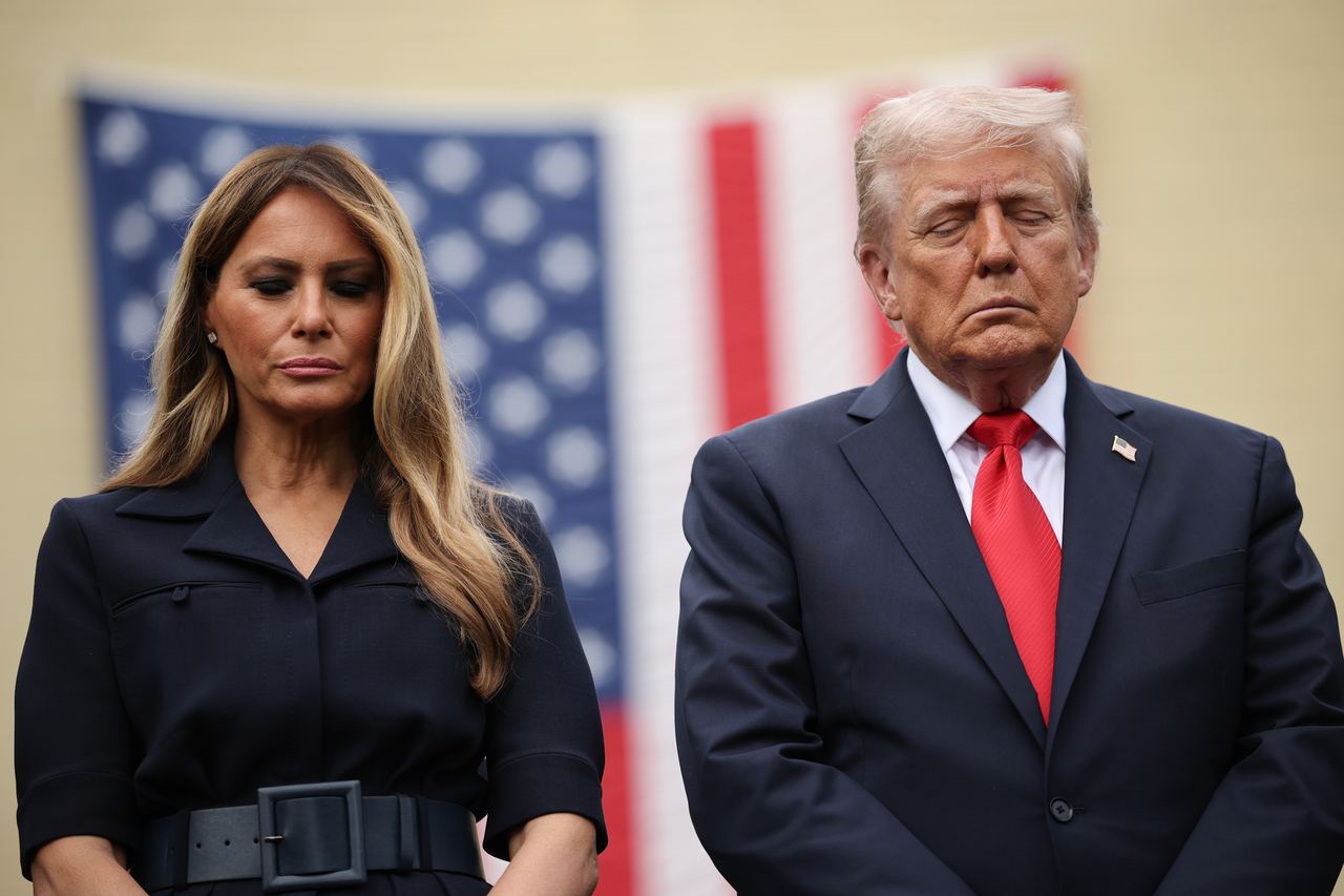 Donald and Melania Trump attend an observance event in the courtyard of the Pentagon on September 11, 2025 | Source: Getty Images