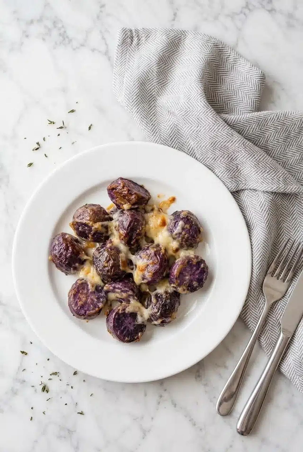 3-Ingredient Cheesy Roasted Purple Potatoes