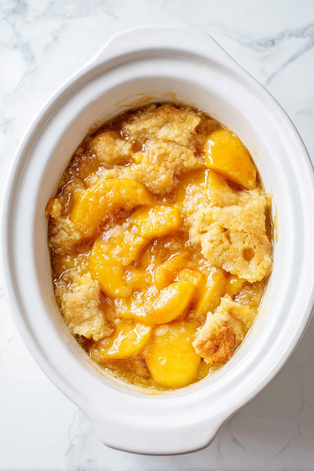 4-Ingredient Crockpot Peach Cobbler