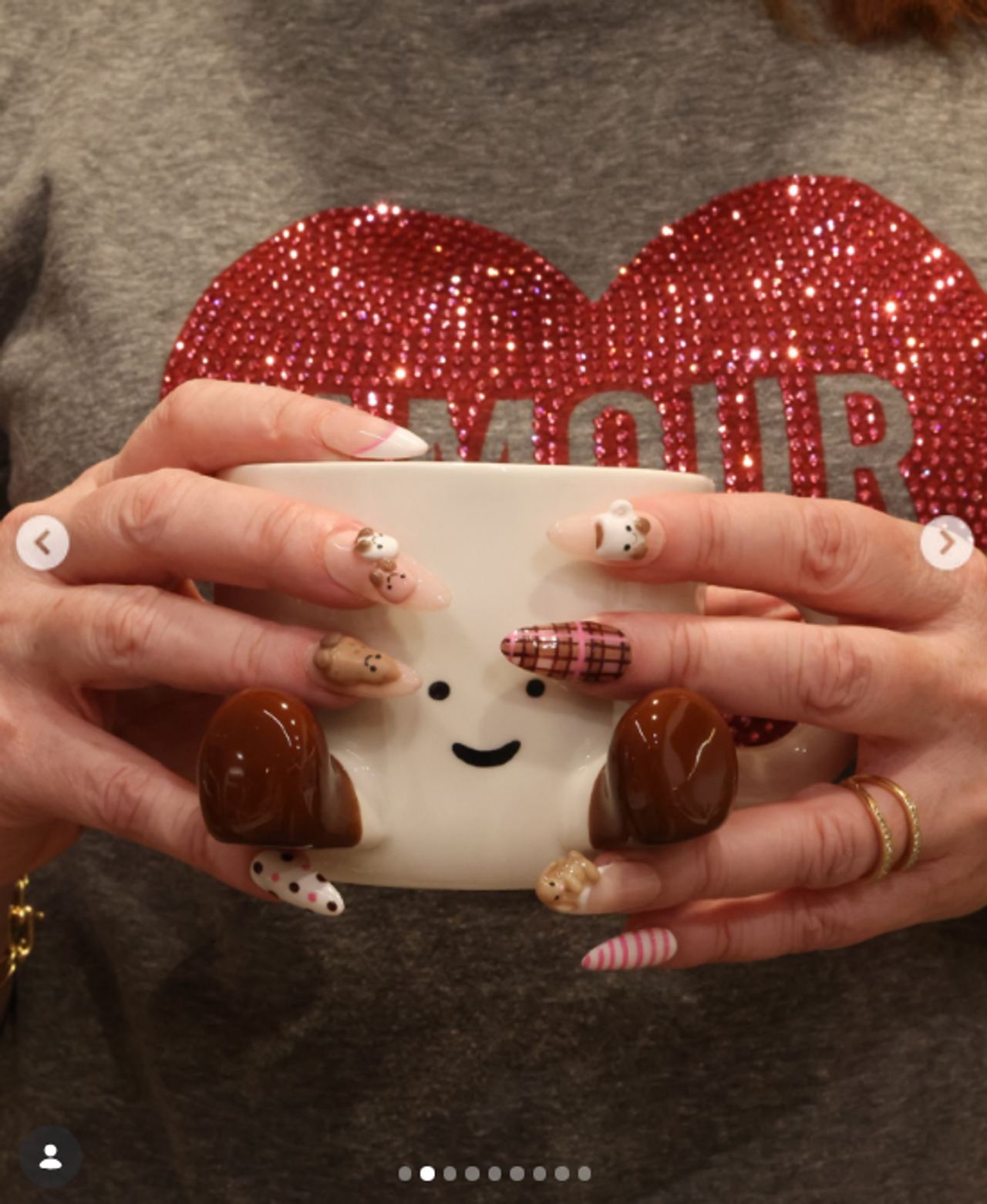 Alyson Hannigan's nail polish made by her eldest daughter, Satyana Denisof, for the Jellycat Pop-up event, which she posted about on September 26, 2026. | Source: Instagram/alysonhannigan