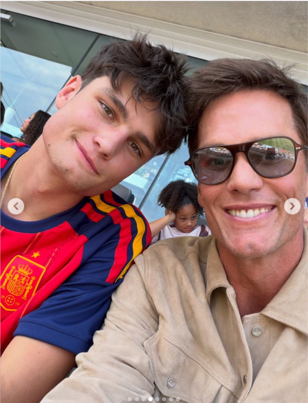 Tom Brady shares a selfie with his son Jack, who wears a Spain soccer jersey, in a photo included in Brady's birthday tribute to his son. | Source: Instagram/tombrady