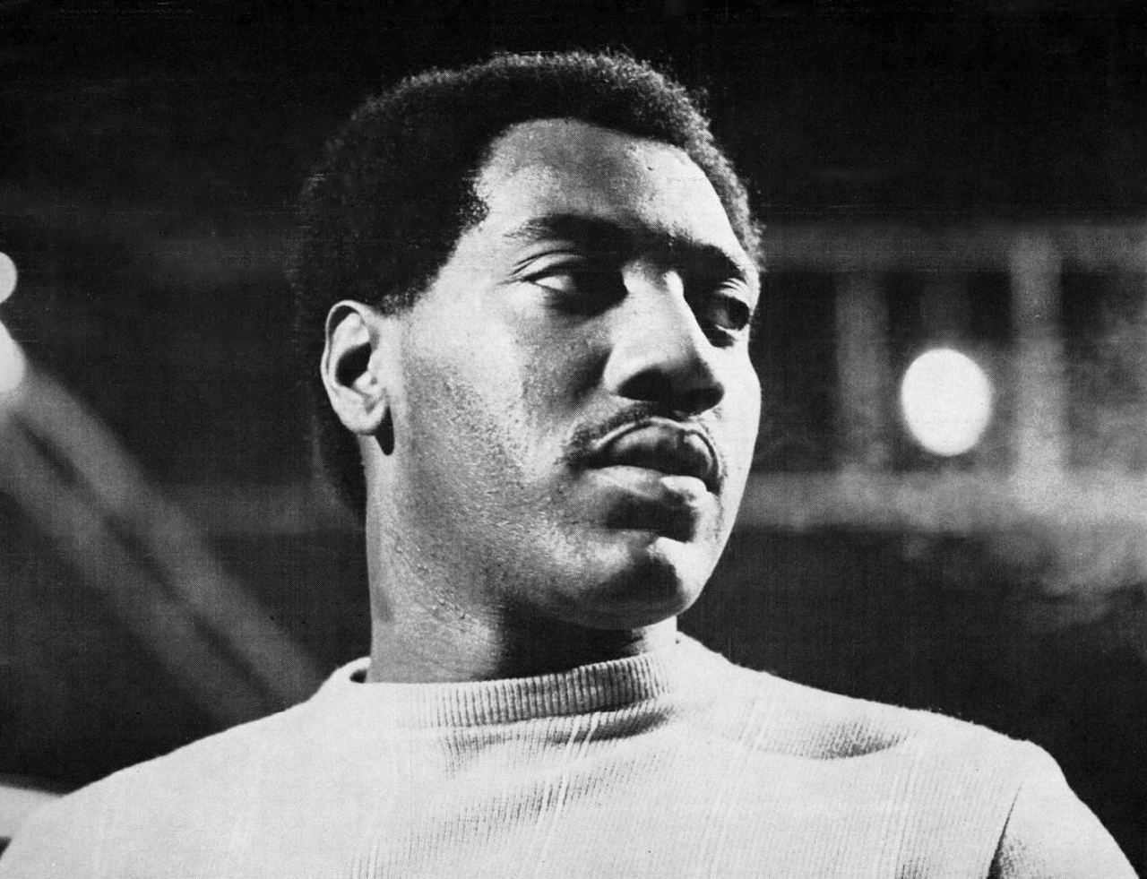 A reflective portrait of Otis Redding from a 1967 Volt Records advertisement