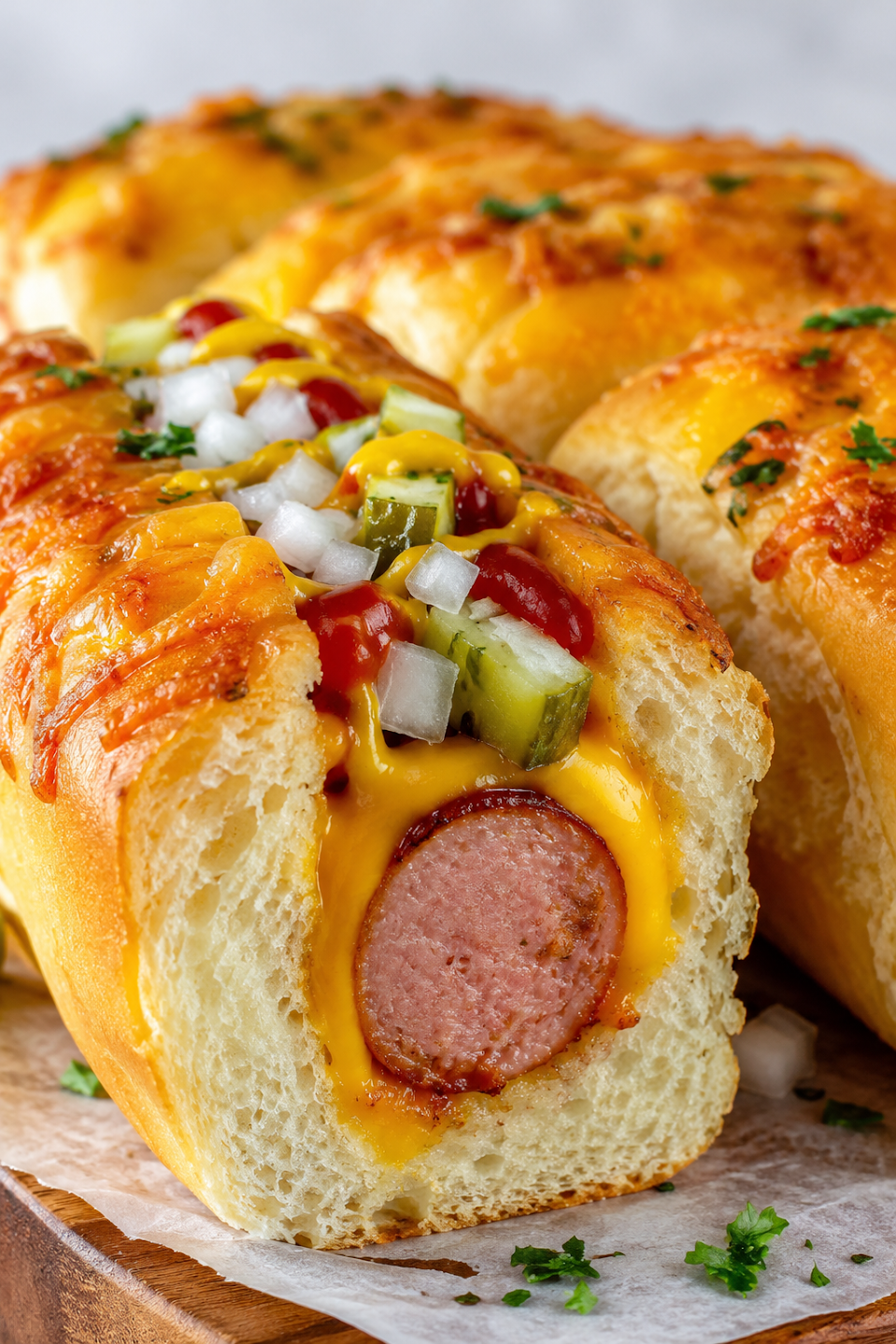 Cheesy Beef Hot Dog Buns
