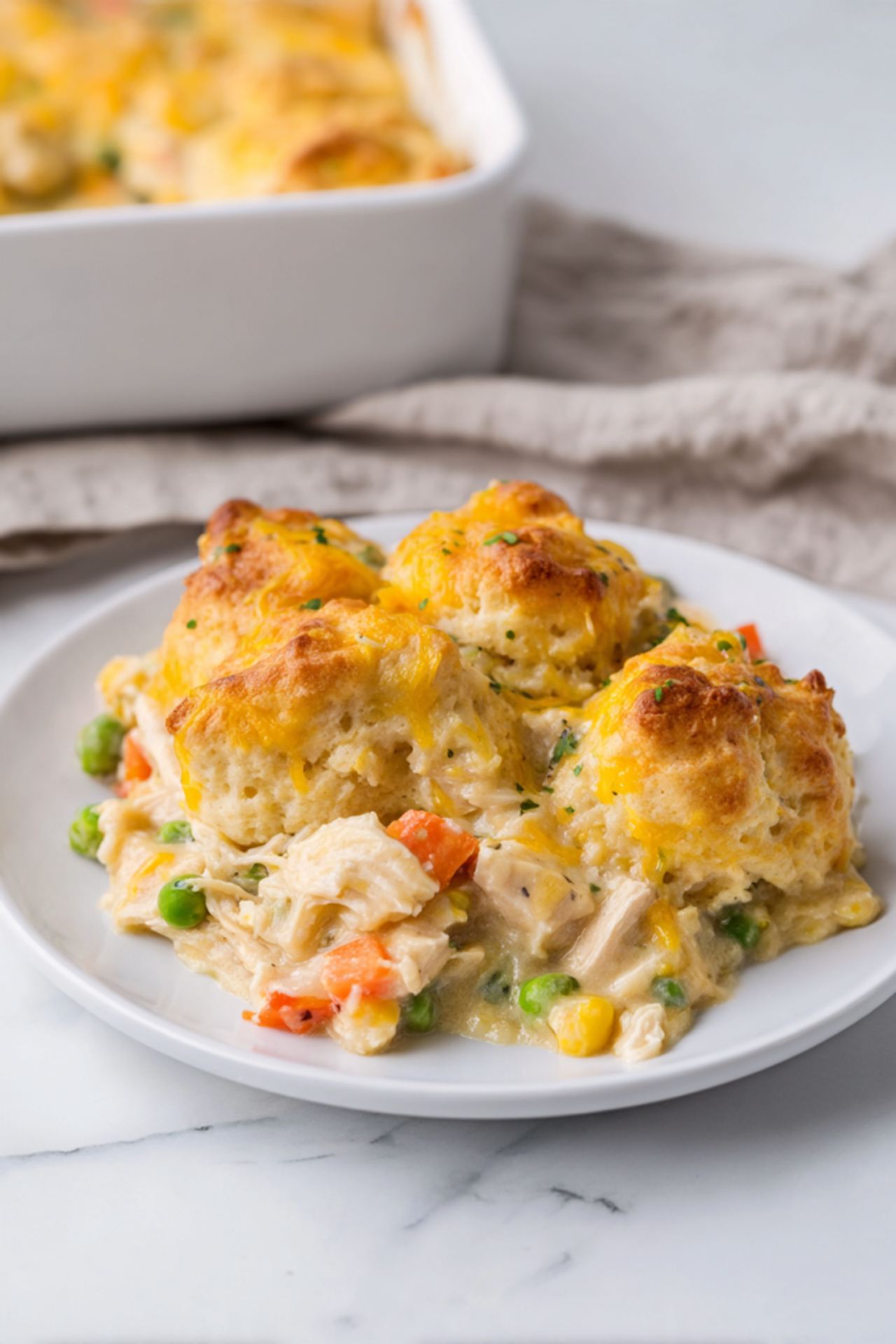 Cheesy Crack Chicken Biscuit Casserole