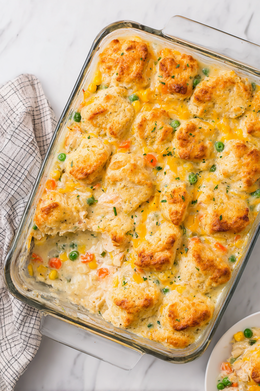 Cheesy Crack Chicken Biscuit Casserole