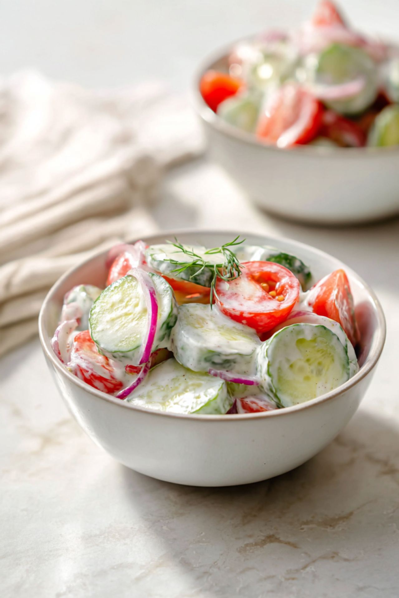 Creamy Cucumber Tomato Salad